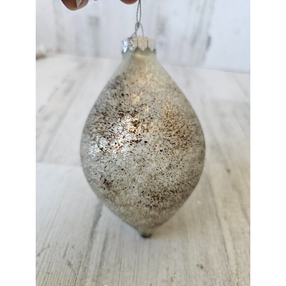 Speckled brown white teardrop ornament glass Xmas tree - Picture 1 of 8